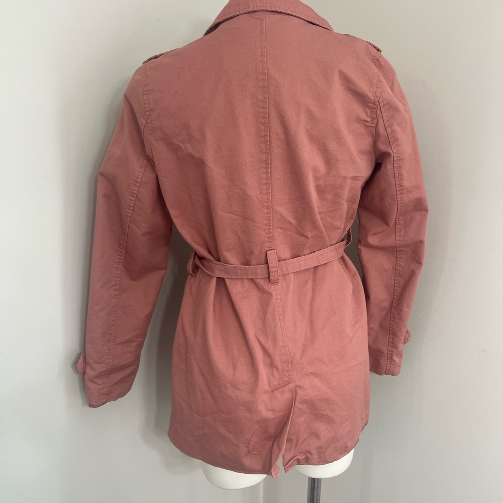 Miss London Pink Trench Coat with Belted Waist - Picture 3 of 3